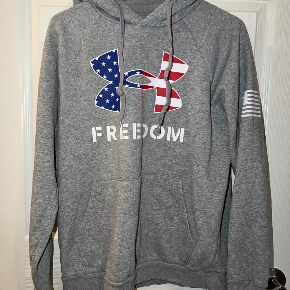 Under Armour Grey Hoodie with American Flag